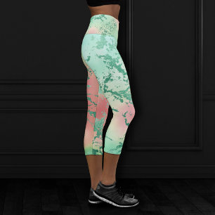 Leggings Capri Marbre coucher de soleil Cantaloupe Cassis et Ne
