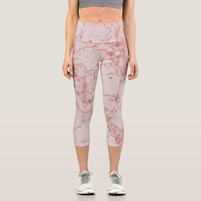 Leggings Capri Marbre de Parties scintillant rose rose rose rose  (Recto)