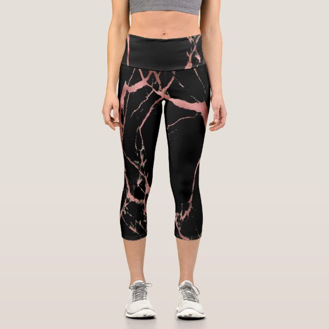 Leggings Capri Marbre noir rose de luxe (Recto)