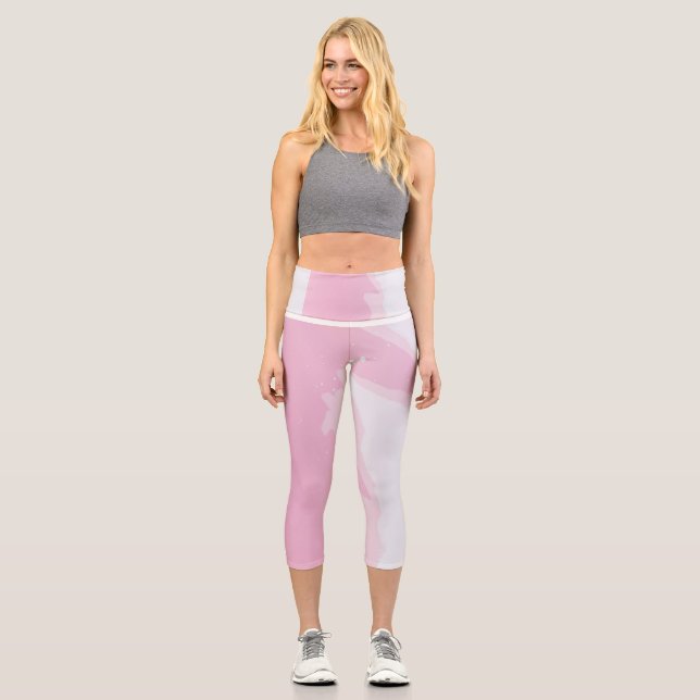 Leggings Capri Marbre rose Capris haut taille (Recto)