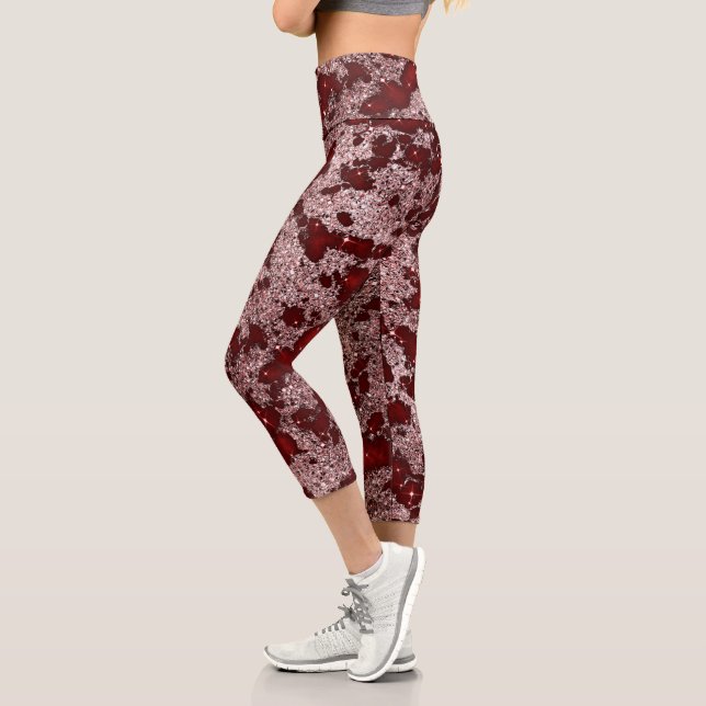 Leggings Capri Marbre rouge étincelant (Gauche)