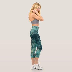 Leggings Capri Marbre turquoise Abstrait