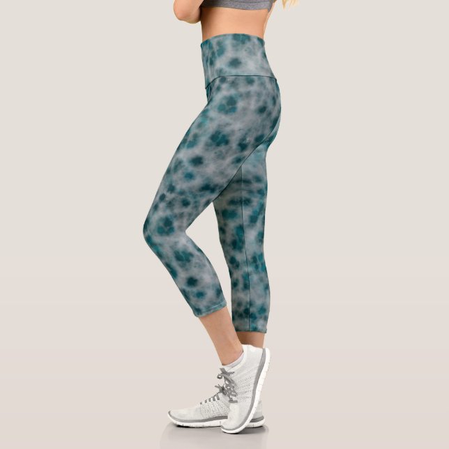 Leggings Capri Marbre turquoise Abstrait (Gauche)