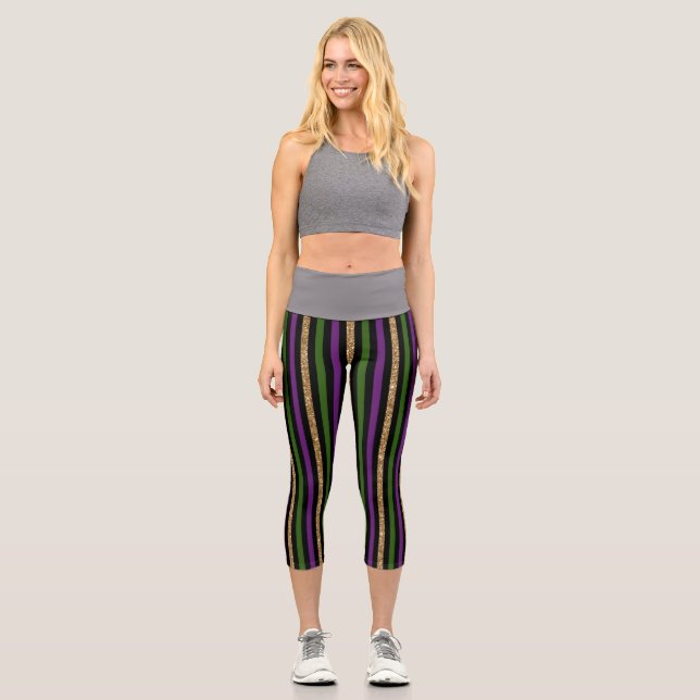 Leggings Capri Mardi Gras Verticale Lignes Parties scintillant do (Recto)