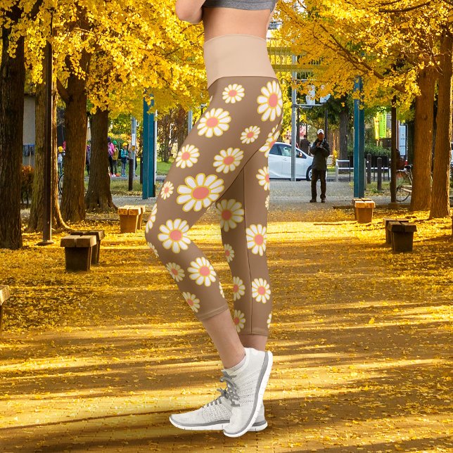 Leggings Capri Marguerite Simple Marron (Daisy Simple Brown Capri Leggings)