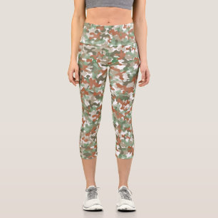 Leggings Capri Marron et vert camouflage design dans des tons ter
