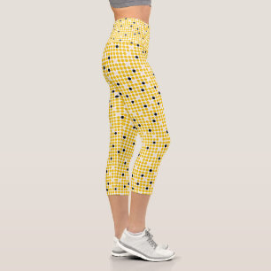 Leggings Capri Matrice de points - Crème jaune noir-SANS TEXTE