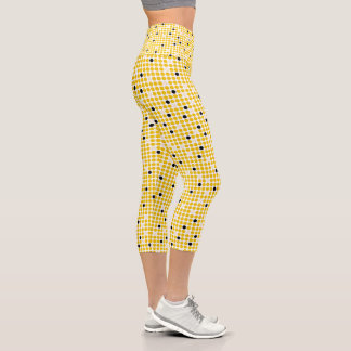 Leggings Capri Matrice de points - Crème jaune noir-SANS TEXTE
