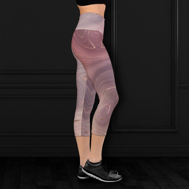 Leggings Capri Mauve Strata | Dusty Rose et Rose Gold Agate (Créateur téléchargé)