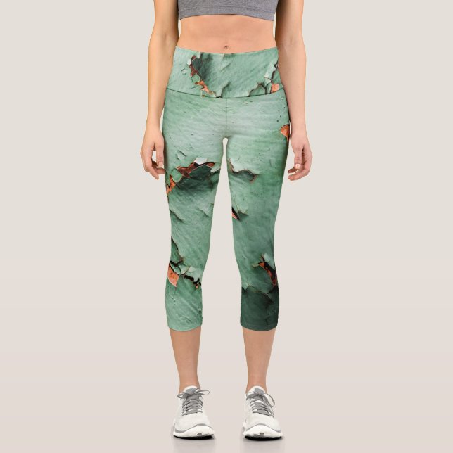 Leggings Capri métal rouillé brun turquoise cool (Recto)