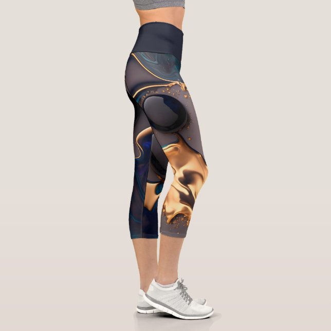 Leggings Capri Midnight Gold Liquid Marble (Droite)