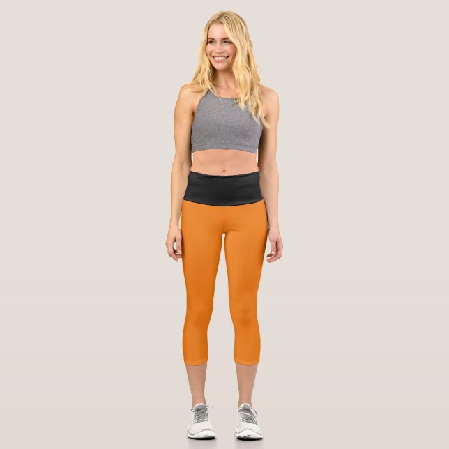 Leggings Capri MIEUX ! Capris haut taille - Orange & Noir (Recto)