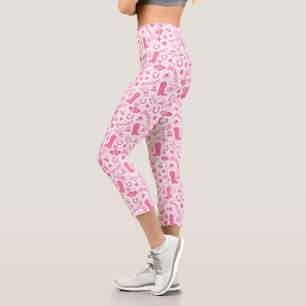 Leggings Capri Mignonne fille rose blanc Howdy Cowgirl