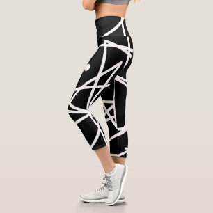 Leggings Capri Minimalisme Abstrait Art Motif noir blanc