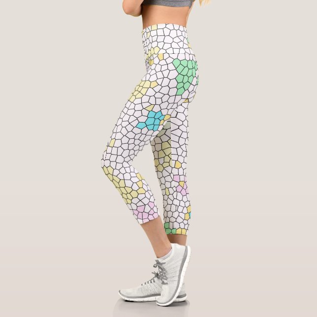 Leggings Capri Minimalisme Art Abstrait Pale Pastel Cellules (Gauche)