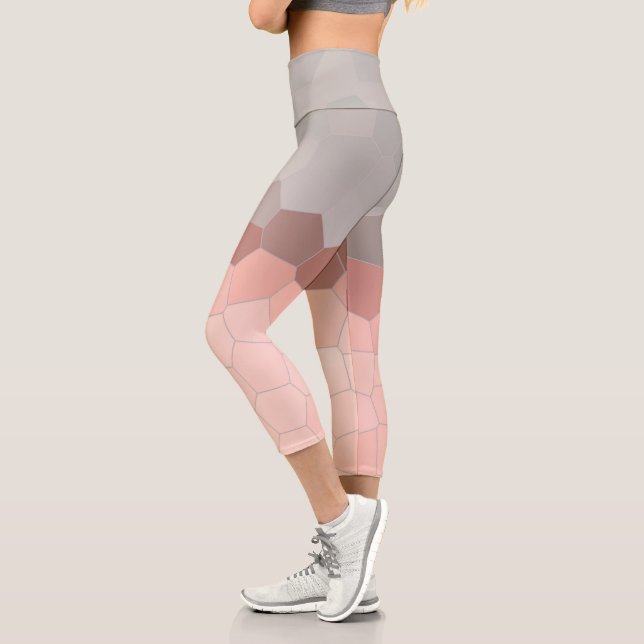 Leggings Capri Minimalisme Art Abstrait Pale Pastel Gris Cellules (Gauche)