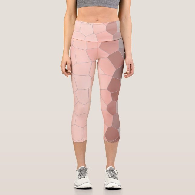 Leggings Capri Minimalisme Art Abstrait Pale Pastel Gris Cellules (Recto)