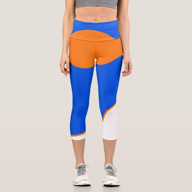 Leggings Capri Minimalisme Art Abstrait Pastel Orange Bleu (Recto)