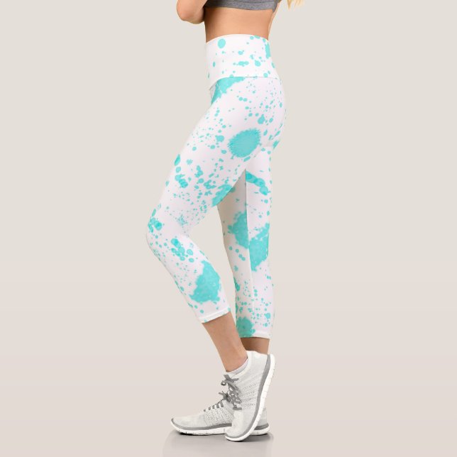 Leggings Capri Minimalisme Art Abstrait Pastel Turquoise (Gauche)
