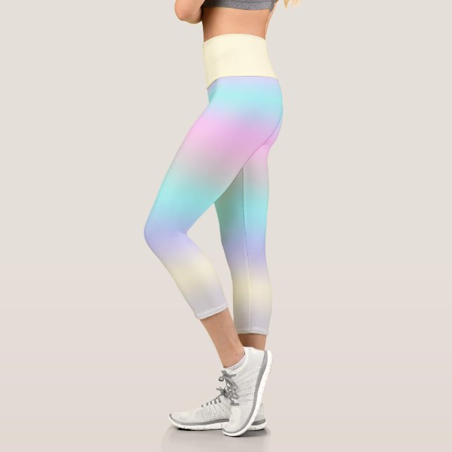 Leggings Capri Minimalisme Art Abstrait Turquoise Pink Pastel (Gauche)