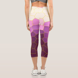 Leggings Capri Minimalisme Art Abstrait Violet Rose Cellules Blan