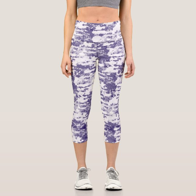 Leggings Capri Minimalisme blanc bleu art Abstrait (Recto)