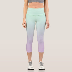 Leggings Capri Mint Esthétique Pastel Et Ombre Gradient Lilac