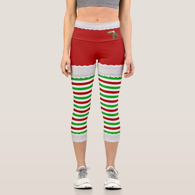 Leggings Capri Mistletoe de Noël (Recto)