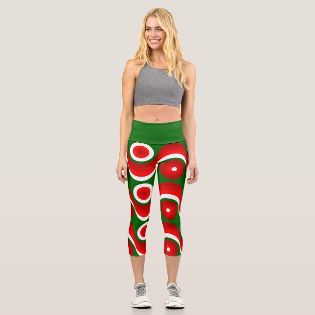 Leggings Capri moche de Noël super vert (Recto)