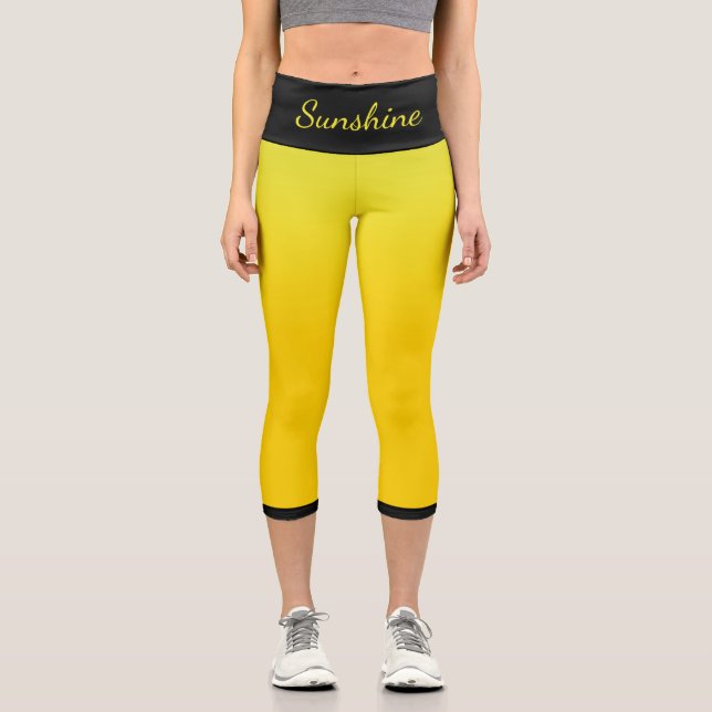 Leggings Capri Modèle de nom jaune et noir (Recto)