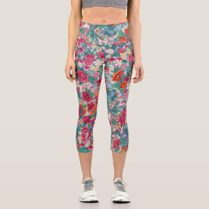 Leggings Capri Modèle floral chinois coloré