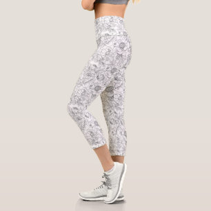 Leggings Capri Modèle floral de pivoine vintage