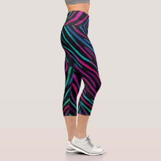 Leggings Capri Modèle Neon Noir Zebra