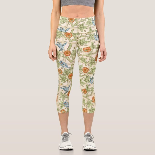 Leggings Capri Modèle sans couture de treillis de William Morris  (Recto)