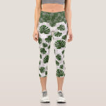 Leggings Capri Modern Boho Botanical Leaves Pattern<br><div class="desc">Bring the freshness of nature into your everyday life with our botanical pattern featuring stylized Monstera leaves and organic foliage. This design blends organic aesthetics with a modern, bohemian flair, making it ideal for home textiles, device cases, and fashion accessories. Flexible Design: We’ve created this pattern on a transparent base...</div>