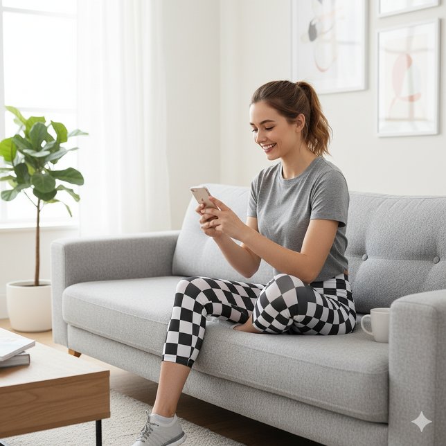 Leggings Capri Modern White Squares on Classic Black (Modern White Squares on Classic Black Capri Leggings)