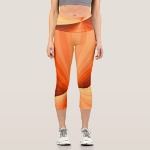 Leggings Capri Moderne Abstrait Orange Rouge Vanille Graphique Fr