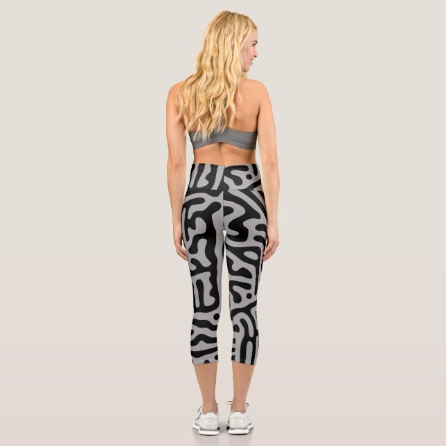Leggings Capri Moderne Élégant Gris & Noir Classique   (Verso)