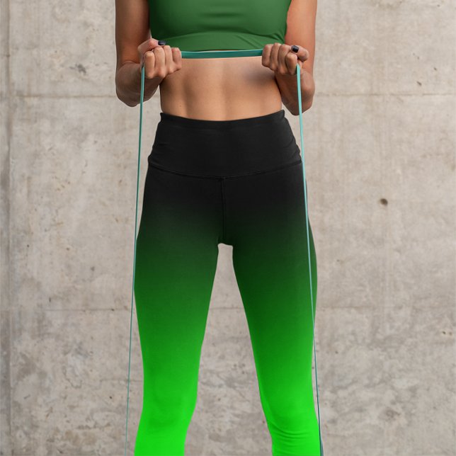 Leggings Capri Moderne minimaliste Gradient de chaux noire (Black Lime Green Gradient Capri Leggings)