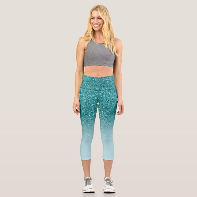 Leggings Capri Moderne parties scintillant Turquoise ombre scinti (Recto)