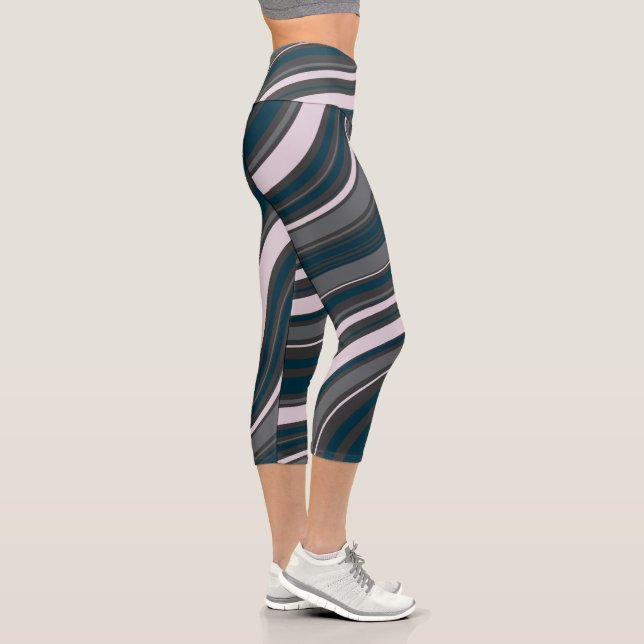 Leggings Capri Moderne pour femmes rustique bleu & gris (Droite)