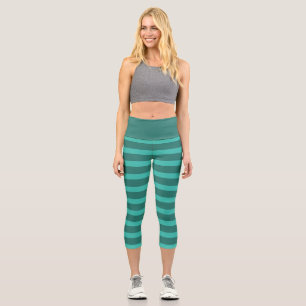 Leggings Capri Moderne Simple 2 Tone Stripe Géométrique Forêt Ver