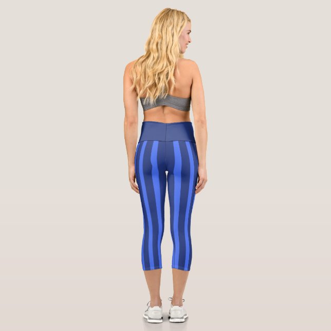 Leggings Capri Moderne simple bande à deux tons bleu géométrique  (Verso)