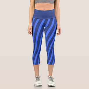 Leggings Capri Moderne simple bande à deux tons bleu géométrique 