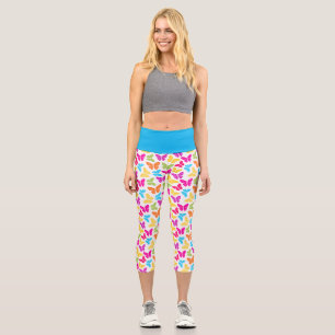 Leggings Capri Moderne Vibrant Arc-en-ciel Butterfly mûre Motif