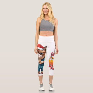 Leggings Capri Moeur de Noël de chat grincheux
