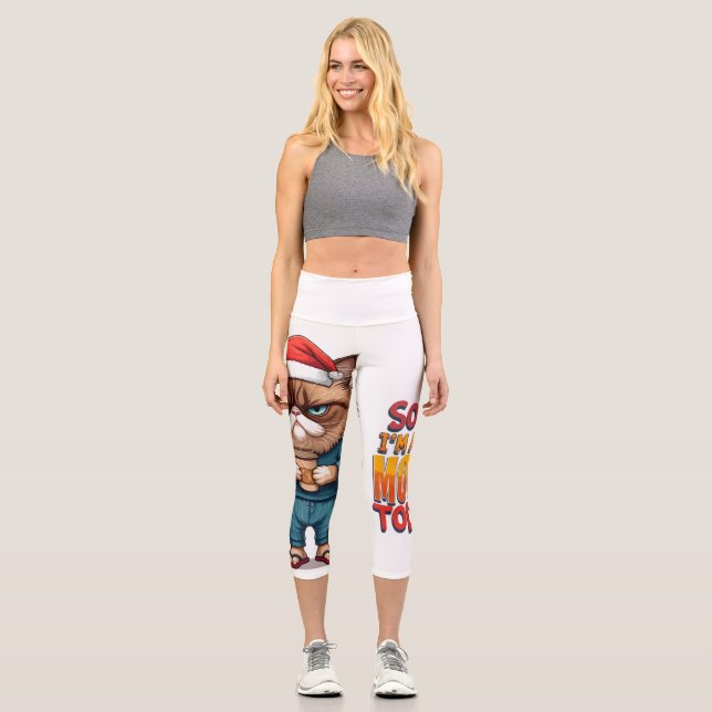 Leggings Capri Moeur de Noël de chat grincheux (Recto)