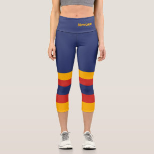 Leggings Capri Moitié et rayures lignes horizontales bleu jaune r