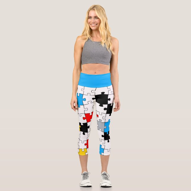 Leggings Capri Mondrian moderne puzzle pièce de puzzle couleurs p (Recto)