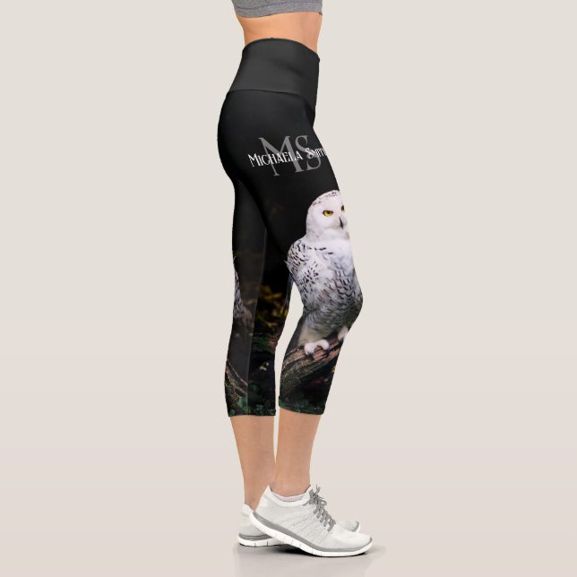 Leggings Capri Monogramme de nom personnalisé de majestueuse chou (Droite)